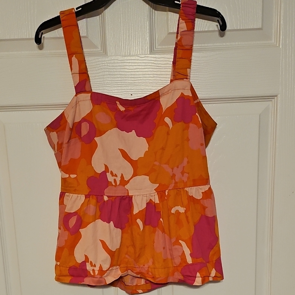 Free Assembly Pink & Orange Floral Tank Top